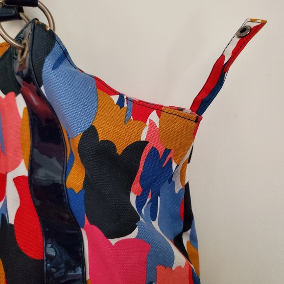 Anthropologie Vivid Spring Cheerful Multicolor Tulip Print Graphic Pattern Bag - Picture 12 of 12